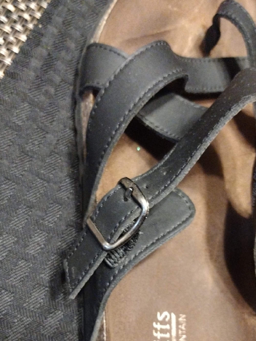 White Mountain Black Strappy Leather Sandals - Picture 3 of 7